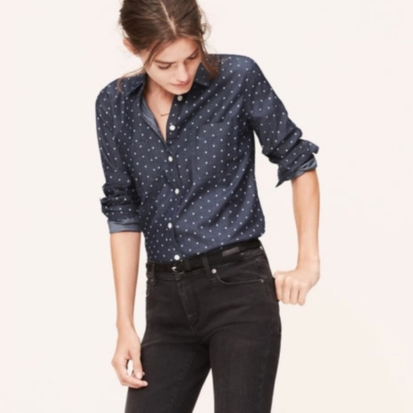 LOFT Tops - Loft the softened shirt chambray heart print